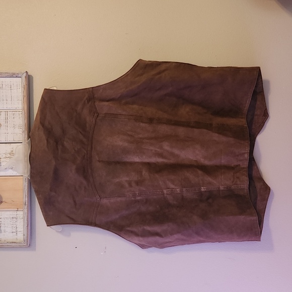 Men's Cripple Creek Brown Leather Vest size L - Picture 4 of 4